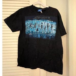 $ Around Australia Men's Short Sleeve Tees Round Neck Black Blue Size Medium